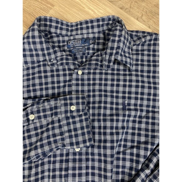 Ralph Lauren Button Down Shirt Blue Plaid Lowell Sport Cotton Men’s Size XL - Picture 2 of 7